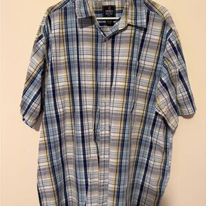 Men's Plaid Button Down Shirt - Blue, Yellow, White